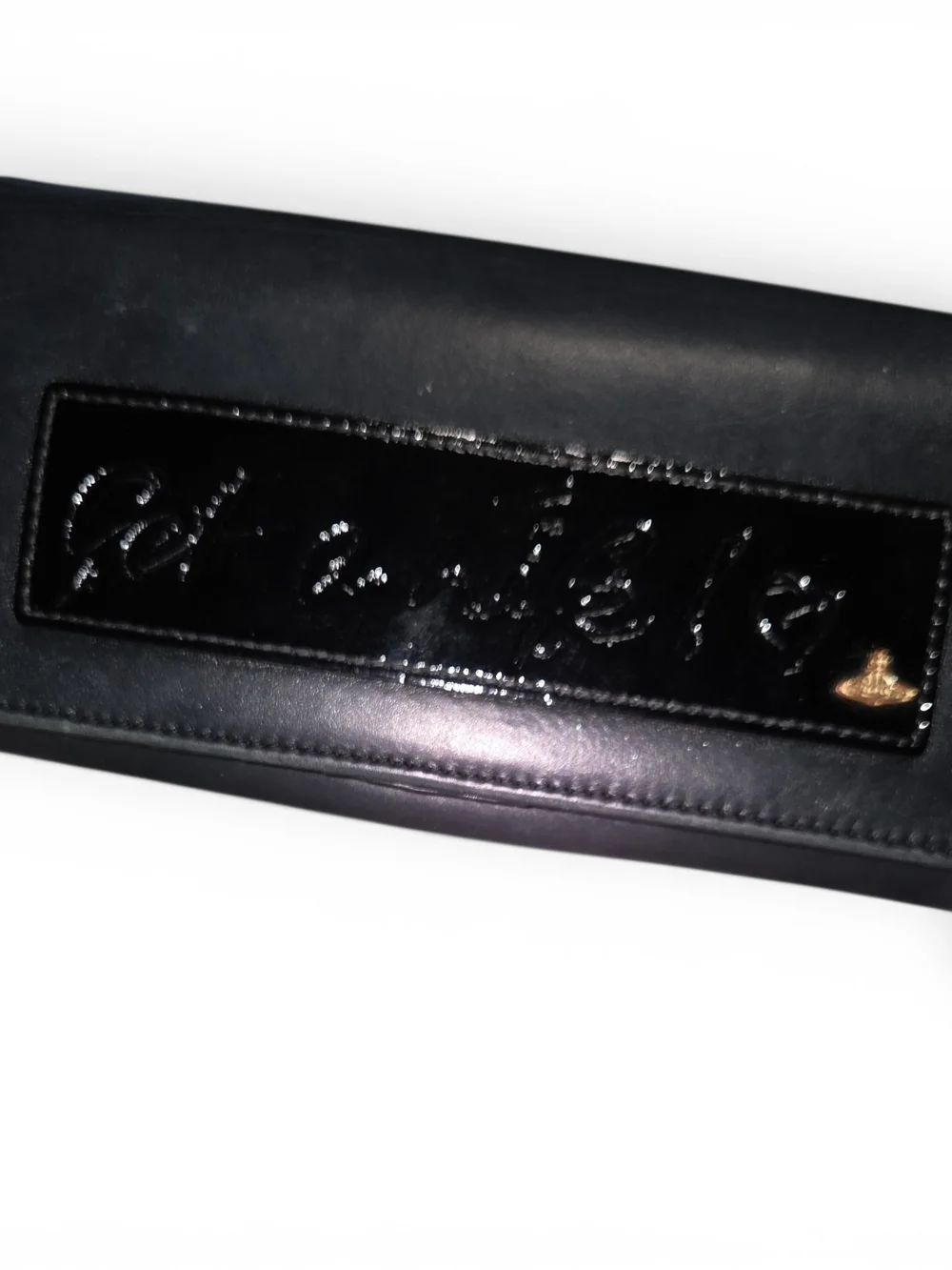 Vivienne Westwood Black Leather Get A Iife Long Wallet with Gold Orb Accent - Picture 2 of 7